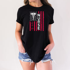 American Flag Nurse Shirt, ER Nurse T-Shirt, Paramedics Gift, Nurse Shirt With Flag, ICU Nurse Outfit, Registered Nurse Tee, Nurse Grad Gift
