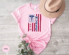 American Flag Nurse Shirt, ER Nurse T-Shirt, Paramedics Gift, Nurse Shirt With Flag, ICU Nurse Outfit, Registered Nurse Tee, Nurse Grad Gift