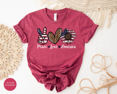 Peace Love America 4th of July Shirt, Patriotic Sunflower Tee, Independence Day Gift, 4th Of July Tees for Adults and Kids, Soft Cotton Tees