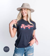 Retro America Shirt for Adults and Kids, Celebrating 4th of July with Custom Retro Style America Shirt, Vintage Style American Tee