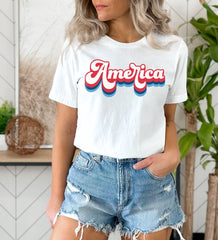 Retro America Shirt for Adults and Kids, Celebrating 4th of July with Custom Retro Style America Shirt, Vintage Style American Tee