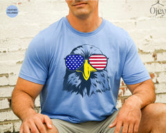 Patriotic Bald Eagle with Sunglasses, American Flag Sunglasses, 4th of July Shirt, Eagle with American Flag Sunglasses Shirt for Him or Her
