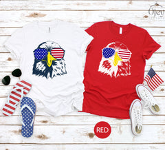 Patriotic Bald Eagle with Sunglasses, American Flag Sunglasses, 4th of July Shirt, Eagle with American Flag Sunglasses Shirt for Him or Her