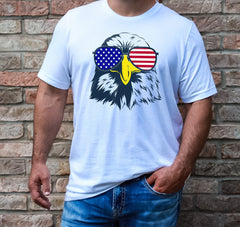 Patriotic Bald Eagle with Sunglasses, American Flag Sunglasses, 4th of July Shirt, Eagle with American Flag Sunglasses Shirt for Him or Her