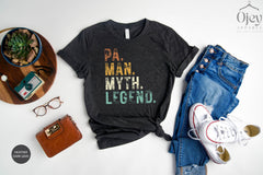 Pa Man Myth Legend Shirt, Father's Day Gift, Legend Dad Shirt, Papa Tshirt, Retro Dad Shirt, Mens Clothing, Father Birthday, Grandpa Gift