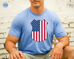 Police Badge American Flag Shirt, American Police Flag Shirt, Law Enforcement Shirts, Police Officer Gift, 4th of July Gift for Loved Ones