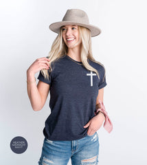 Pocket Cross Shirt for Gift, Unisex Crewneck Religious Shirt, Cross Shirt, Church Gift, Faith Tee, God is Greater than Highs and Lows Shirts
