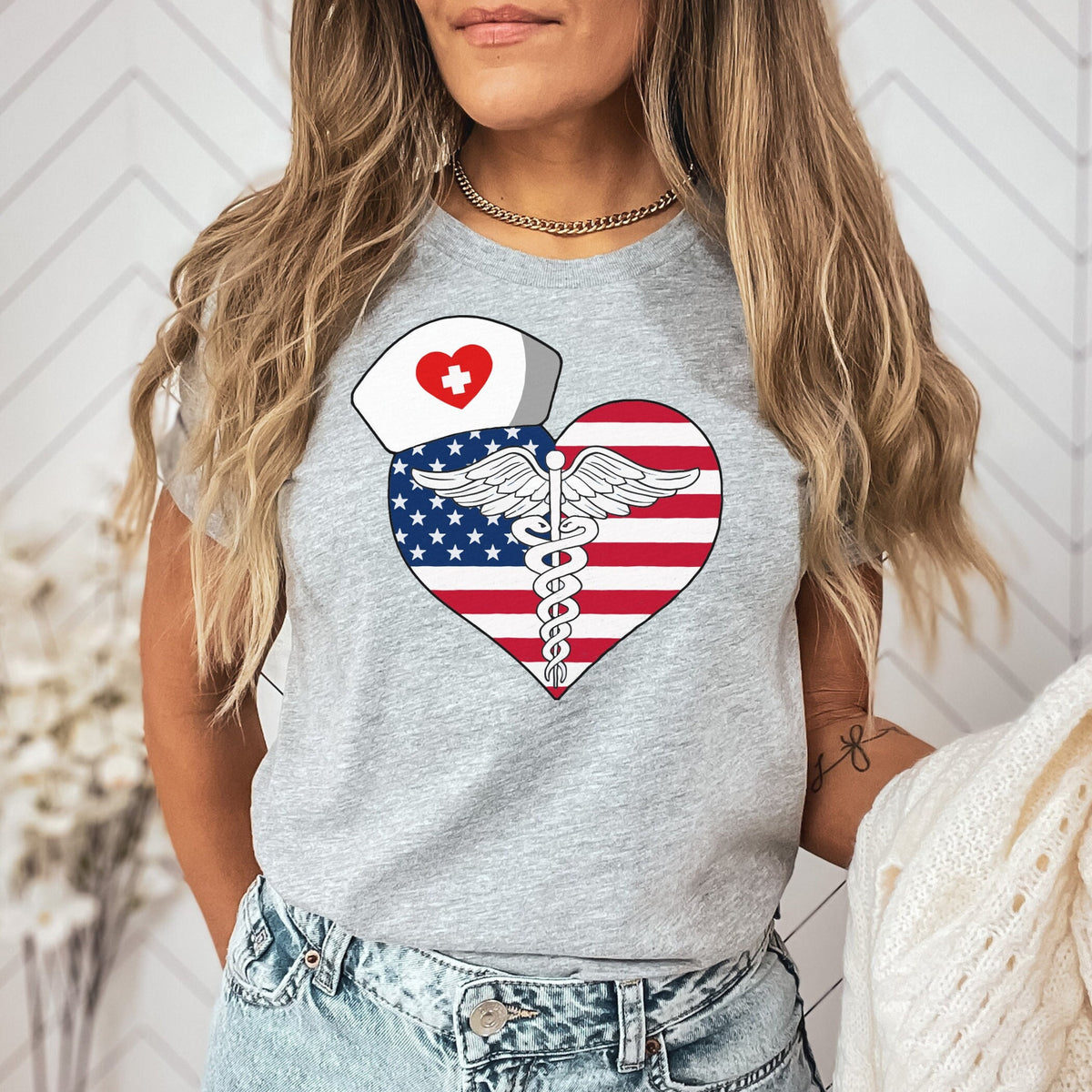 American Flag Nurse Shirt, 4th Of July Gift for Nurses, Registered Nurse, NICU Nurse, ER Nurse, ICU Nurse, Paramedics Gift Shirt with Flag