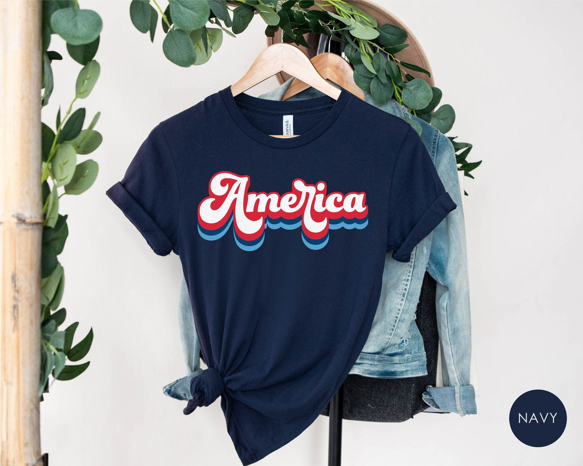 Retro America Shirt for Adults and Kids, Celebrating 4th of July with Custom Retro Style America Shirt, Vintage Style American Tee