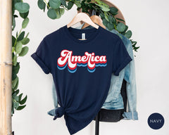 Retro America Shirt for Adults and Kids, Celebrating 4th of July with Custom Retro Style America Shirt, Vintage Style American Tee