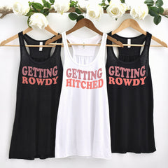 Getting Hitched Tank Top, Getting Rowdy Shirt, Bridal Shower Gift, Bachelorette Party Shirts, Retro Bride Shirt, Bridesmaid Gifts For Bride