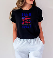 Land of the Free Because of the Brave Shirt, Distressed American Flag Shirt, Red White Blue Flag, 4th of July Shirt, Patriotic Gift Shirt