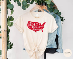 The United States of America Shirt, Land of the Free, Patriotic Shirt, USA Map T Shirt, Red United States of America Map T Shirt, 4th f July