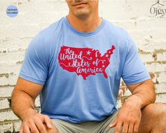 The United States of America Shirt, Land of the Free, Patriotic Shirt, USA Map T Shirt, Red United States of America Map T Shirt, 4th f July