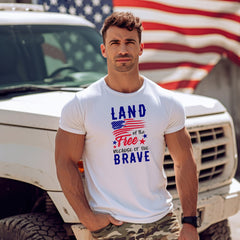 Land of the Free Because of the Brave Shirt, Distressed American Flag Shirt, Red White Blue Flag, 4th of July Shirt, Patriotic Gift Shirt