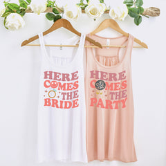 Here Comes The Bride Here Comes to Party,  Bridesmaid Gift Shirts and Tank Tops Newly Engaged Shirt, Wedding Party Crew, Bachelorette Outfit