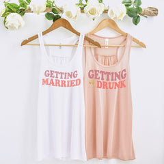 Getting Drunk Tank Top, Getting Married Racerback Tank Top, Wedding Apparel, Bachelorette Party Outfit, Getting Drunk Tank for Bachelorette
