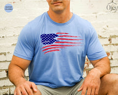 Distressed American Flag Shirt, US Flag, American Flag Shirt Gift for Patriots, Stars and Stripes US Flag, Retro American Flag Gift Shirt