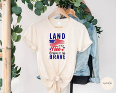 Land of the Free Because of the Brave Shirt, Distressed American Flag Shirt, Red White Blue Flag, 4th of July Shirt, Patriotic Gift Shirt