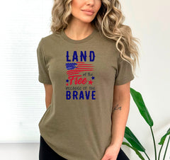 Land of the Free Because of the Brave Shirt, Distressed American Flag Shirt, Red White Blue Flag, 4th of July Shirt, Patriotic Gift Shirt