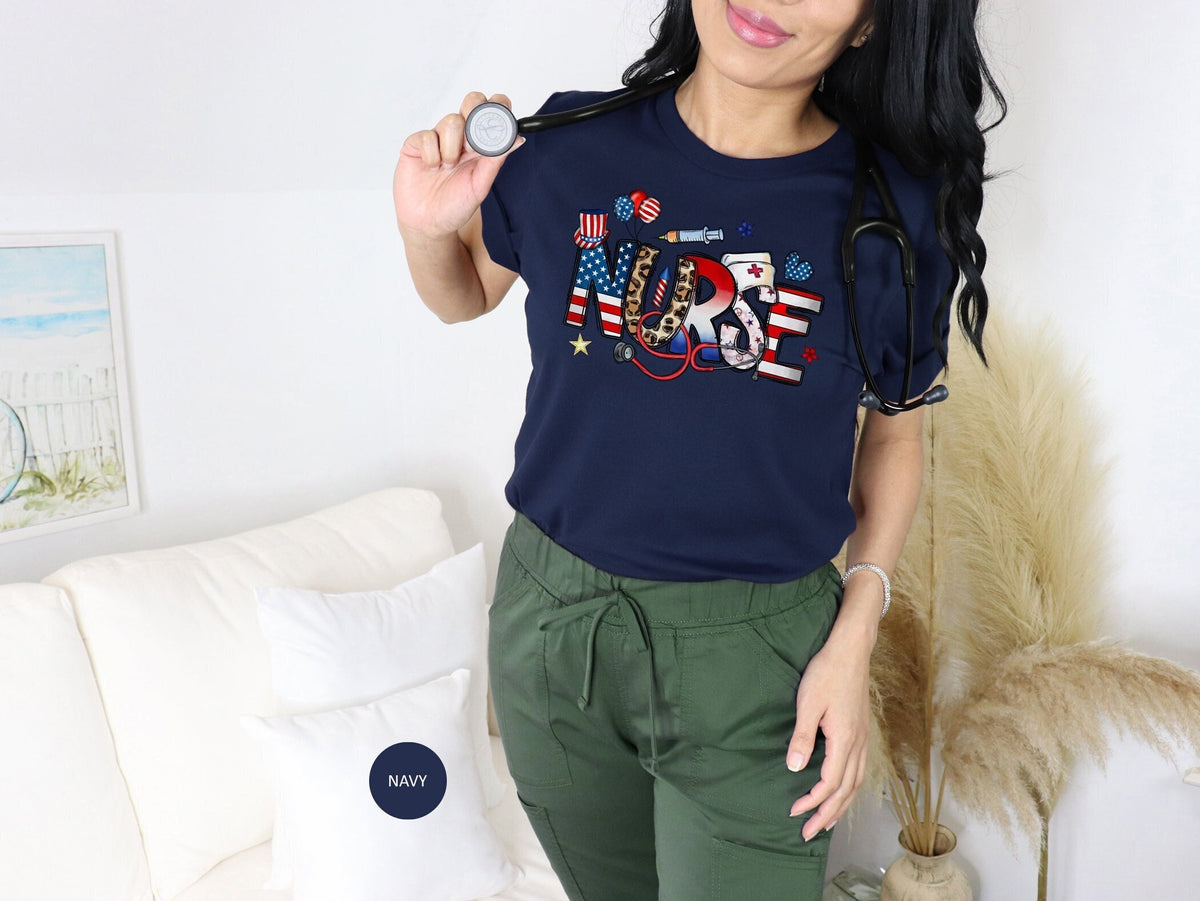 USA Nurse Shirt, Patriotic Nurse T-Shirt, 4th of July Nurse Shirt, American Nurse Shirt, Independence Nurse T-Shirt