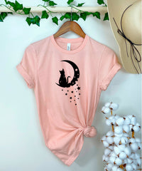 Floral Moon Cat Shirt, Cat Mom Shirt, Cat Shirts, Cat Lover Shirt, Cat Shirt Gift, Cute Cat Shirt, Kitten Shirts, Kitty Shirts for Women