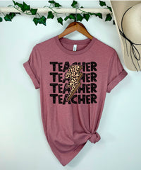Retro Teacher Shirt,  Leopard Lighting Teacher Tee, Cool Teacher Shirt, Back to School Gifts, Teacher Appreciation Gift, Gift from Student