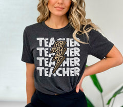 Retro Teacher Shirt,  Leopard Lighting Teacher Tee, Cool Teacher Shirt, Back to School Gifts, Teacher Appreciation Gift, Gift from Student