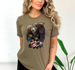 Patriotic Bald Eagle With USA Flag Shirt, 4th Of July Outfit, Independence Day Gift, Bald Eagle Shirt, Freedom Tee, Patriotic Eagle T-Shirt