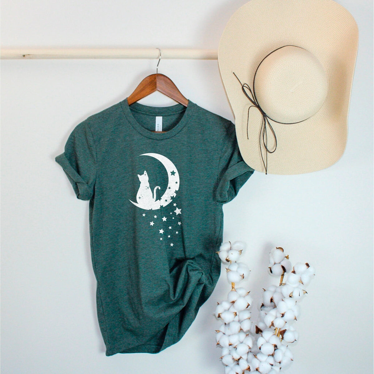 Floral Moon Cat Shirt, Cat Mom Shirt, Cat Shirts, Cat Lover Shirt, Cat Shirt Gift, Cute Cat Shirt, Kitten Shirts, Kitty Shirts for Women