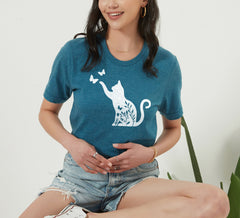 Cat Shirts, Cat Shirts for Women, Butterfly Cat Shirt, Cat Mom Shirt, Cat Lover Shirt, Cat Shirt Gift, Kitten Shirts, Kitty Shirts for Women