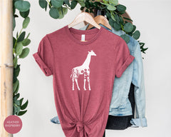 Giraffe Shirt, Floral Giraffe Shirt, Cute Giraffe Shirt, Giraffe Zoo Shirt, Giraffe Lover Shirt, Zoo Crew Shirt, Giraffe Women Shirt