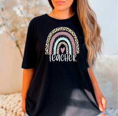 Rainbow Teacher Shirt, Back to School Shirt, Teacher Appreciation Shirt, Gift for Teachers, Leopard Teacher Shirt, Preschool Shirts