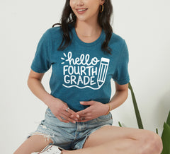Hello 4th Grade Shirt, Teacher Shirt, Teacher Shirt Gift, Teacher Life Tshirt, Teacher Appreciation Week Gift, Teacher Shirt Women