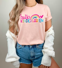 Hello Kindergarten Rainbow Tshirt for Teachers, Staff and Students, Kindergarten Teacher Shirt, Kindergarten School Shirt, Back To School