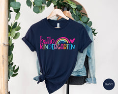 Hello Kindergarten Rainbow Tshirt for Teachers, Staff and Students, Kindergarten Teacher Shirt, Kindergarten School Shirt, Back To School