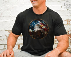 Patriotic Eagle on American Flag T-Shirt, 4th of July Outfit, American Eagle Shirt, Freedom Tee, Patriotic Shirt, Independence Day Clothing