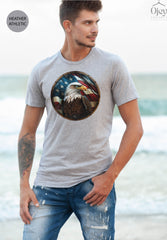 Patriotic Eagle on American Flag T-Shirt, 4th of July Outfit, American Eagle Shirt, Freedom Tee, Patriotic Shirt, Independence Day Clothing