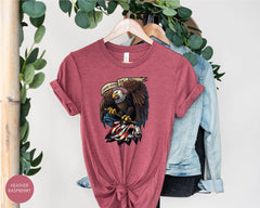 Patriotic Bald Eagle With USA Flag Shirt, 4th Of July Outfit, Independence Day Gift, Bald Eagle Shirt, Freedom Tee, Patriotic Eagle T-Shirt