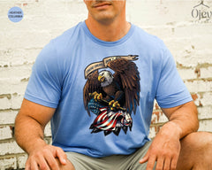 Patriotic Bald Eagle With USA Flag Shirt, 4th Of July Outfit, Independence Day Gift, Bald Eagle Shirt, Freedom Tee, Patriotic Eagle T-Shirt