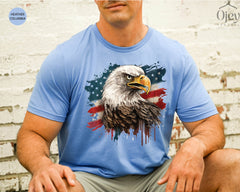 American Eagle Shirt, Patriotic T-Shirt, Bald Eagle Shirt, 4th of July Outfit, Freedom Crewneck, American T-Shirt, Independence Day Gift