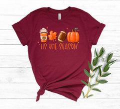 Tis The Season Shirt, Fall Pumpkin T-Shirt, Cute Fall Shirts, Football Season Shirt, Pumpkin Spice Tee, Fall Gift Shirts