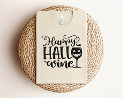 Happy Hallowine Shirt, Wine Lover T-Shirt, Wine Glass T-Shirt, Funny Halloween Shirt, Halloween Matching Outfit, Halloween Themed Tee