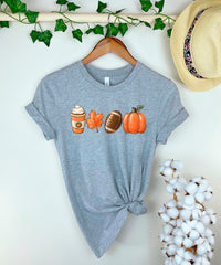 Pumpkin Spice Latte Autumn Leaf Football Pumpkin Shirt, Fall Themed Outfit, Fall Lover Gift, Pumpkin Patch Shirt, Fall Vibes Football Shirt