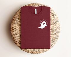 Spooky Season Ghost Pocket Shirt, Boo T-Shirt, Spooky Vibes Clothing, Minimalist Shirt, Spooky Ghost Halloween Tee, Halloween Gift for Her