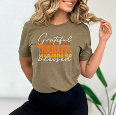 Grateful Thankful Blessed Shirt, Mom Thanksgiving Shirt, Thankful and Blessed T-Shirt, Thanksgiving Crewneck, Mother Gift, Thankful Shirt