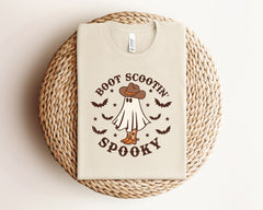 Boot Scootin Spooky Halloween Shirt, Cowboy Ghost T-Shirt, Western Halloween Shirt, Spooky Vibes Tee, Halloween Gift, Spooky Season Outfit