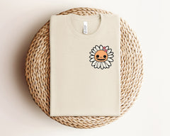Pumpkin Daisy Pocket Shirt, Minimalist Halloween Tee, Cute Pumpkin Daisy T-Shirt, Halloween Matching Outfit, Spooky Season Shirt, Daisy Tee