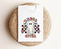 Under Cover Floral Ghost Halloween T-Shirt, Spooky Ghost Shirt, Halloween Ghost Outfit, Floral Ghost Tee, Halloween Gift, Retro Ghost Shirt