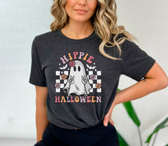 Hippie Halloween Floral Ghost Shirt, Halloween Party Ghost T-Shirt, Spooky Ghost Outfit, Cute Halloween Gift, Spooky Season Shirt, Ghost Tee